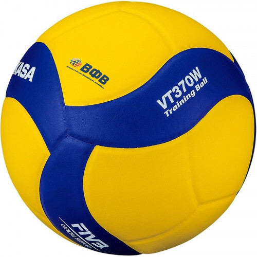 Мяч вол. утяж. "MIKASA VT370W", р 5, 18 панелей, синт.кожа (ПУ), вес 370г, клееный, сине-желтый
