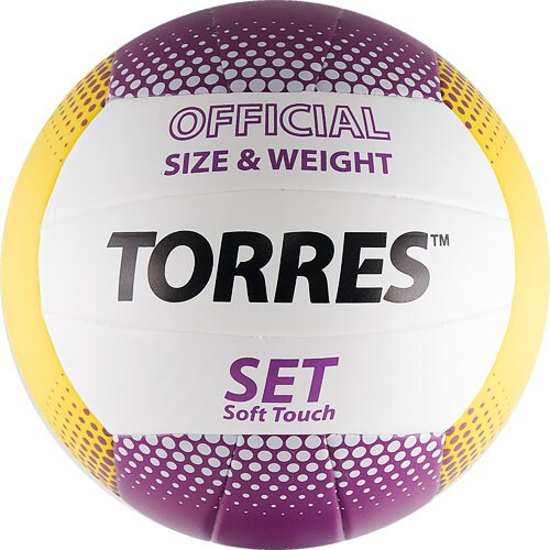 Мяч вол. "TORRES Set" арт.V30045, р.5, синт.кожа (ТПУ), клееный, бут.кам, бело-желто-фиолетовый