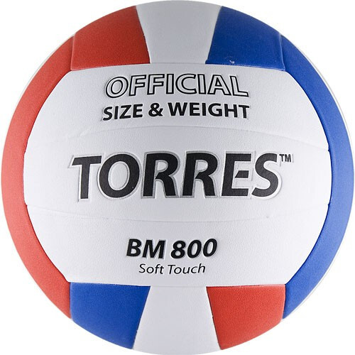 Мяч вол. "TORRES BM800" арт.V30025, р.5, синт. кожа (ПУ), клееный, бут. кам., бел-син-крас