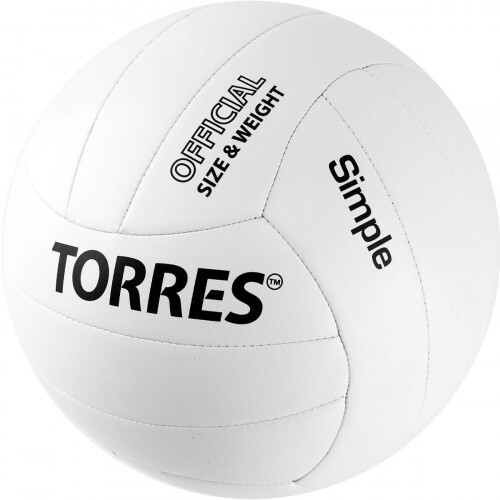 Мяч вол. "TORRES Simple" арт.V32105, р.5, синт.кожа (ТПУ), маш. сшивка, бут. камера, бело-черный