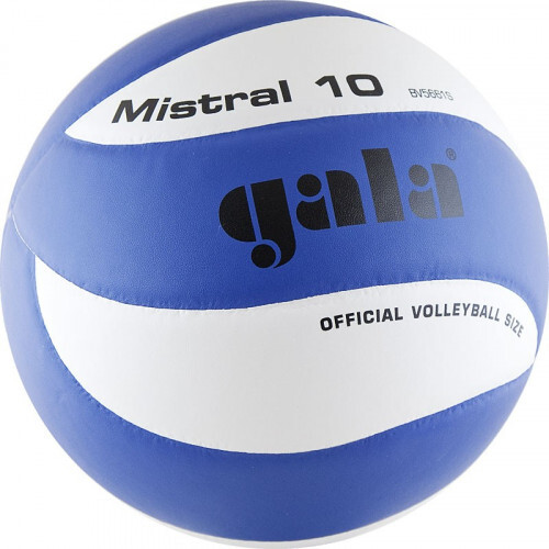 Мяч вол. "GALA Mistral 10" арт. BV5661S, р. 5, синт. кожа ПУ, клееный, бут. камера, бело-синий