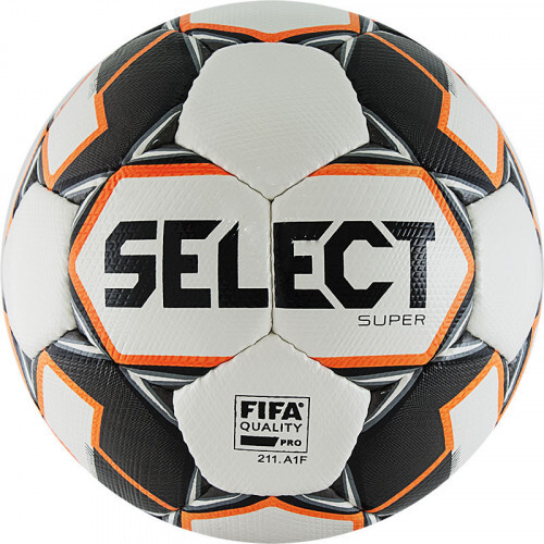Мяч футб. "SELECT Super" арт.812117-009, р.5, FIFA PRO, ПУ микрофибра, руч.сш., бел-чер-сер-оранж