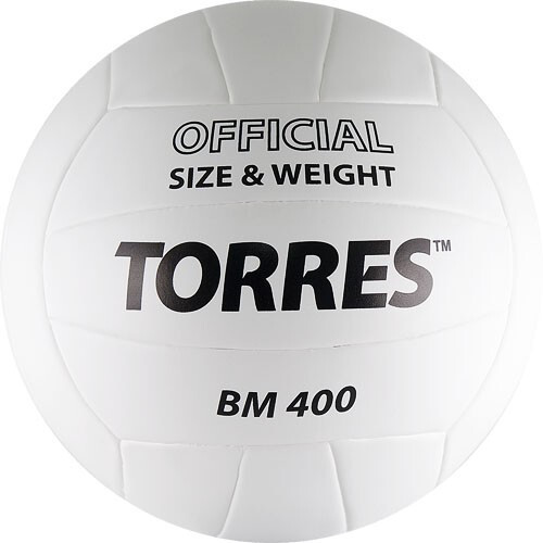 Мяч вол. "TORRES BM400" арт.V30015, р.5, синт. кожа (ТПУ), клееный, бут.кам., бело-черный