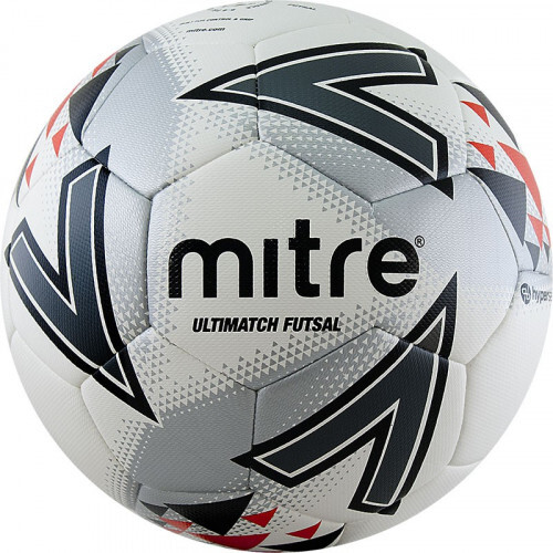 Мяч футзал. "MITRE Futsal Ultimatch" арт.A0027WG7, р.4, ПУ, 30пан, IMS, гибридн.сш, бел-серо-крас