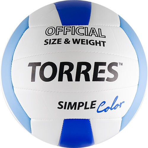 Мяч вол. "TORRES Simple Color" арт.V30115, р.5, синт.кожа (ТПУ), маш. сшивка, бут.камера,бел-гол-син