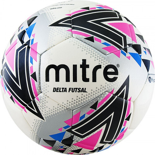 Мяч футзал. "MITRE Futsal Delta FIFA PRO HP" арт.A0028WWB, р.4, 30 пан, ПУ, гибр.сш, бел-роз-сер-чер