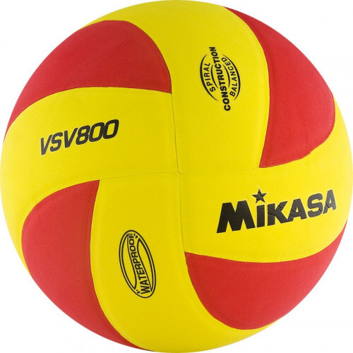 СЦ*Мяч вол. "MIKASA VSV800", р.5, синт.пена ТПЕ, клеен,8 пан,бут.кам, красно-желтый