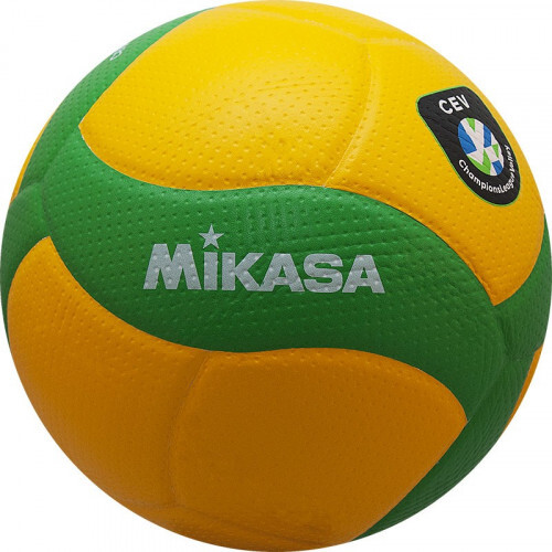 Мяч вол. "MIKASA V200W-CEV",р.5,оф.мяч ЕКВ,ЛЧ ЕКВ,синт.к.микрофиб,18пан, клеен,зел-желт