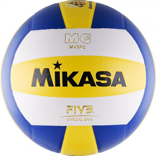 Мяч вол. "MIKASA MV5PC", р.5, синт.кожа (ПВХ), клееный, бут.кам, бел-син-желт