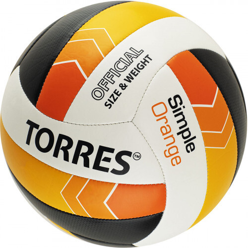 Мяч вол. "TORRES Simple Orange" арт.V32125, р.5, синт.кожа (ТПУ), маш. сшивка, бут.кам,бел-чер-оранж