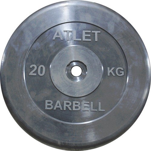 Диск Barbell обрезиненный черный d=26 мм (20 кг) ATLET