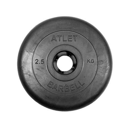 Диск Barbell обрезиненный черный d=31 мм (25 кг) ATLET