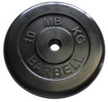 Диск Barbell обрезиненный черный d=26 мм 10кг