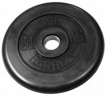 Диск Barbell обрезиненный черный d=26 мм 20 кг