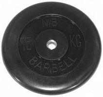 Диск Barbell обрезиненный черный d=26 мм 15кг