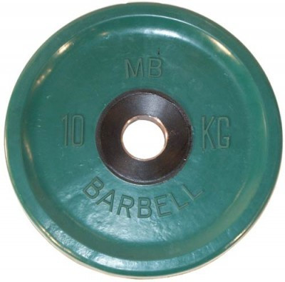 Диск Barbell обрезиненный евро-классик цветной d=50 мм (10 кг)