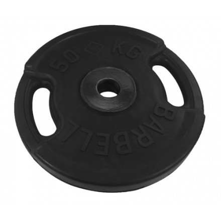 Диск Barbell обрезиненный евро-классик черный с рукоятками d=51 мм (50кг)