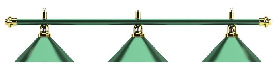 Лампа на три плафона «Allgreen» D35 (зелёная штанга, зелёный плафон D35см)