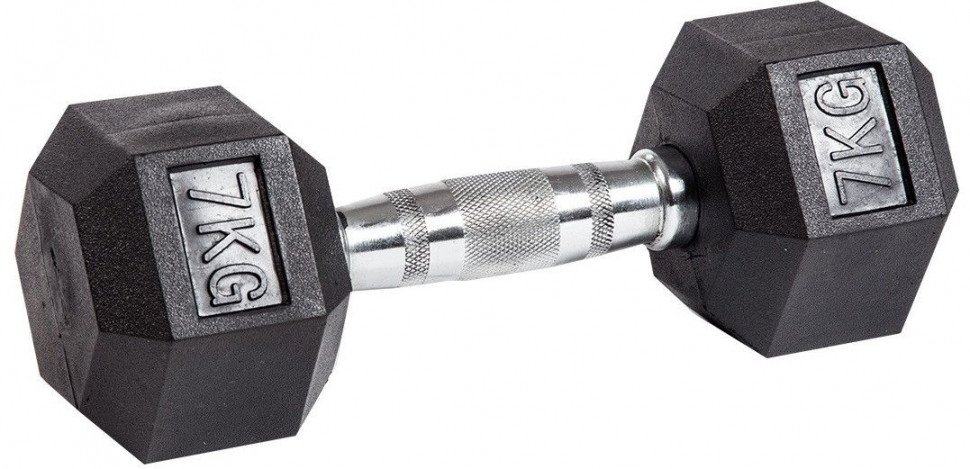 Гантель гексагональная обрезиненная PROFI-FIT​ 7 кг